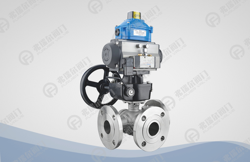 气动三通法兰球阀